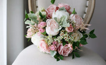 Load image into Gallery viewer, Dusty Pink and White - Wedding Bouquet, Made with Artificial Roses and Peonies
