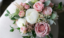 Load image into Gallery viewer, Dusty Pink and White - Wedding Bouquet, Made with Artificial Roses and Peonies
