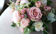 Load image into Gallery viewer, Dusty Pink and White - Wedding Bouquet, Made with Artificial Roses and Peonies
