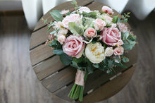 Load image into Gallery viewer, Dusty Pink and Blush - Wedding Bridal Bouquet, Made with Artificial Roses and Peonies
