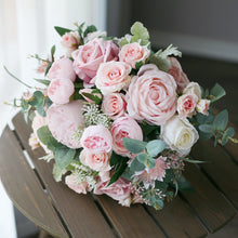 Load image into Gallery viewer, Dusty Pink and Blush - Wedding Bridal Bouquet, Made with Artificial Roses and Peonies
