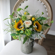 Load image into Gallery viewer, Sunflower Wedding Bridal Bouquet, Made with Artificial Sunflowers, Wild Flowers and Roses
