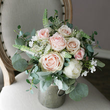 Load image into Gallery viewer, Blush and Peach - Wedding Bouquet, Made with Artificial Roses and Peonies
